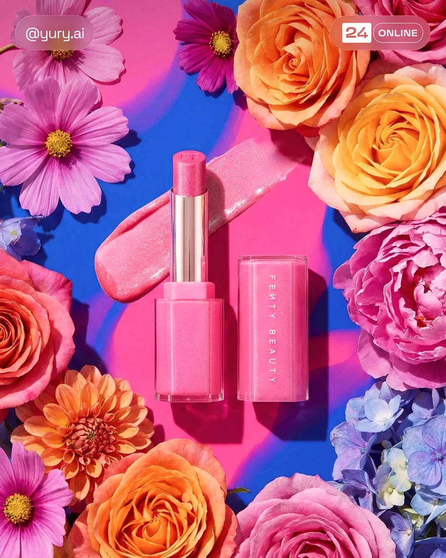 Bright product with colorful flowers on bold, cheerful spring-inspired… — AI-generated example 2 of 2