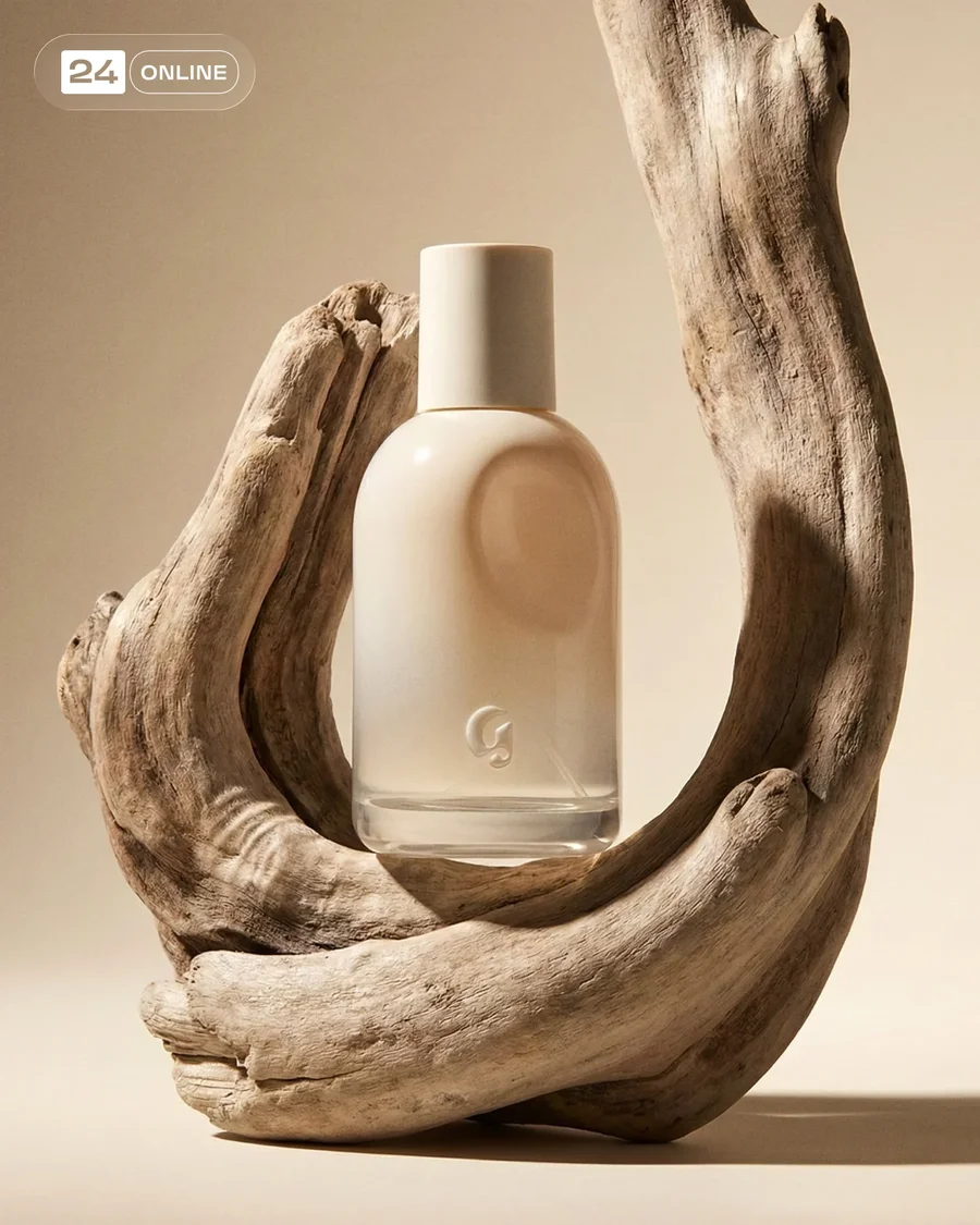 Quiet-luxury perfume editorial with warm light, frosted bottle, and minimalist… — AI-generated example 4 of 7