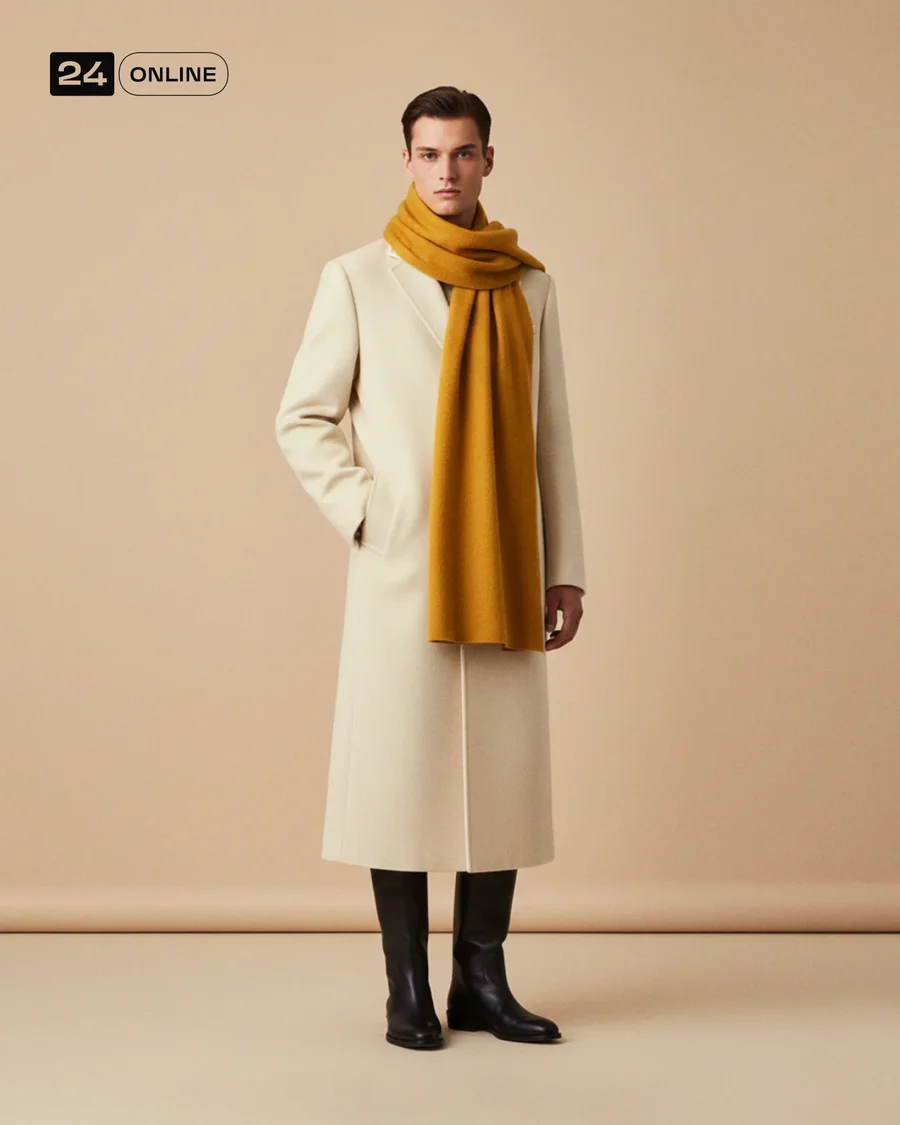 Minimalist editorial wool scarves styled as luxurious winter fashion… — AI-generated example 2 of 5