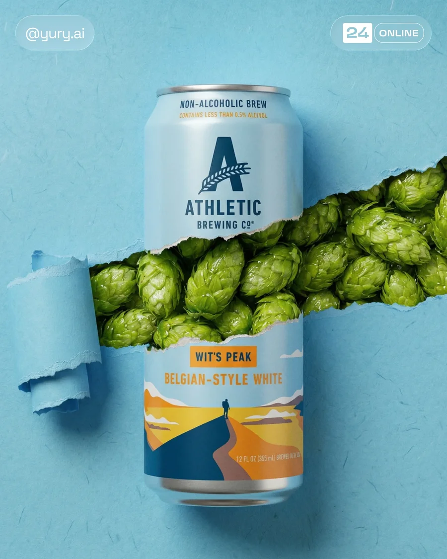 Premium soda can product shot with torn paper reveal and glossy pomegranate… — AI-generated example 2 of 5
