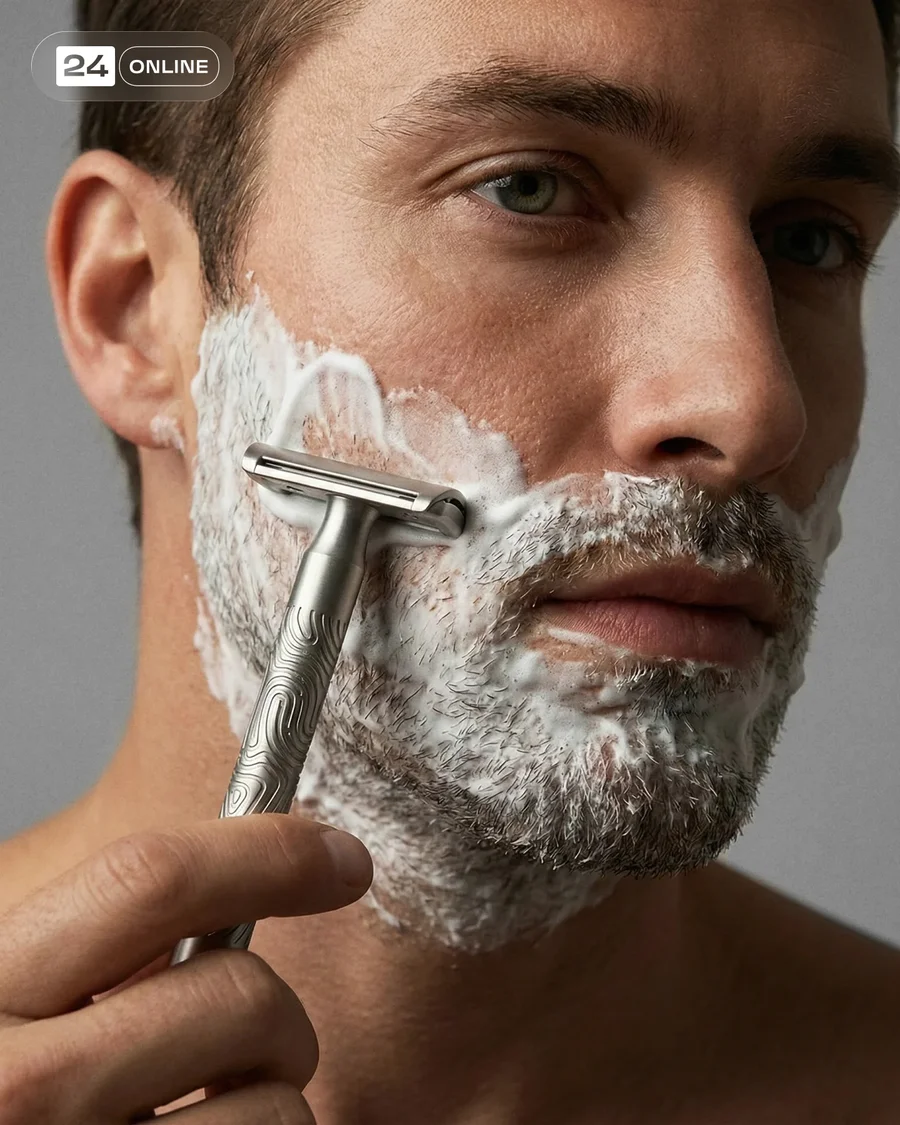 Minimalist premium shaving razor photography with refined masculine grooming… — AI-generated example 3 of 6