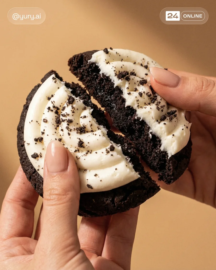 Warm beige commercial cookie photography with macro details and playful upscale… — AI-generated example 2 of 5