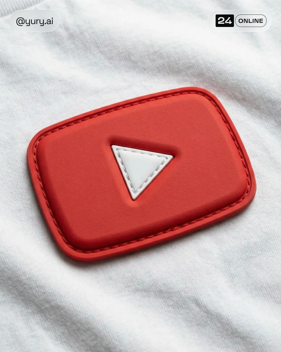 Hyper-realistic 3D PVC logo patch sewn on textured fabric in studio lighting — AI-generated example 3 of 4