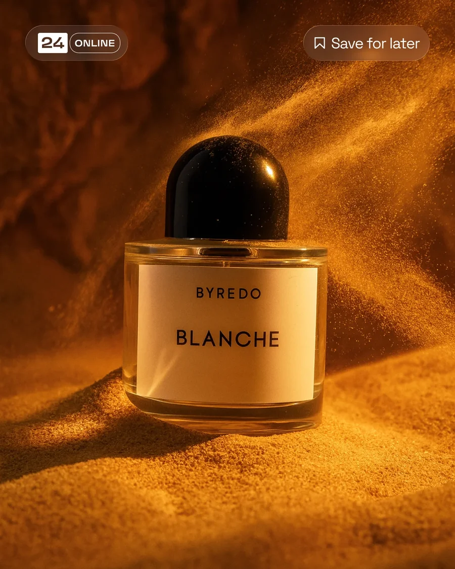 Cinematic luxury fragrance product shots with warm desert tones and moody… — AI-generated example 2 of 2