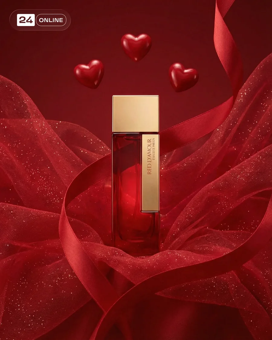 Luxury romantic beauty product photography with dramatic red tones and premium… — AI-generated example 2 of 3