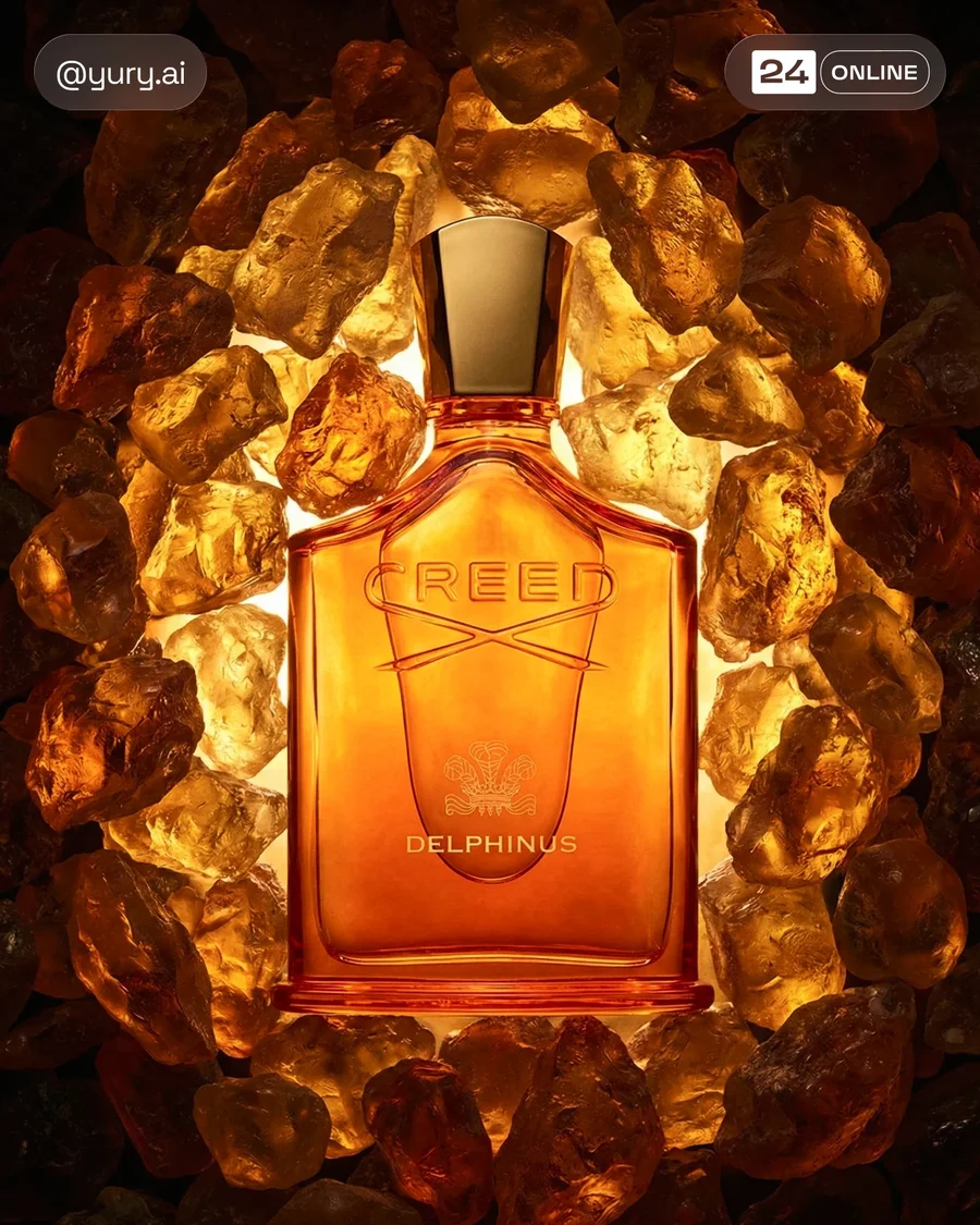 Luxurious amber-glowing perfume bottle photography with dramatic resin… — AI-generated example 3 of 3