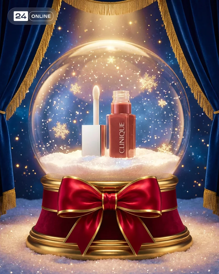 Luxury holiday product showcase in a glowing snow globe with elegant winter… — AI-generated example 2 of 3