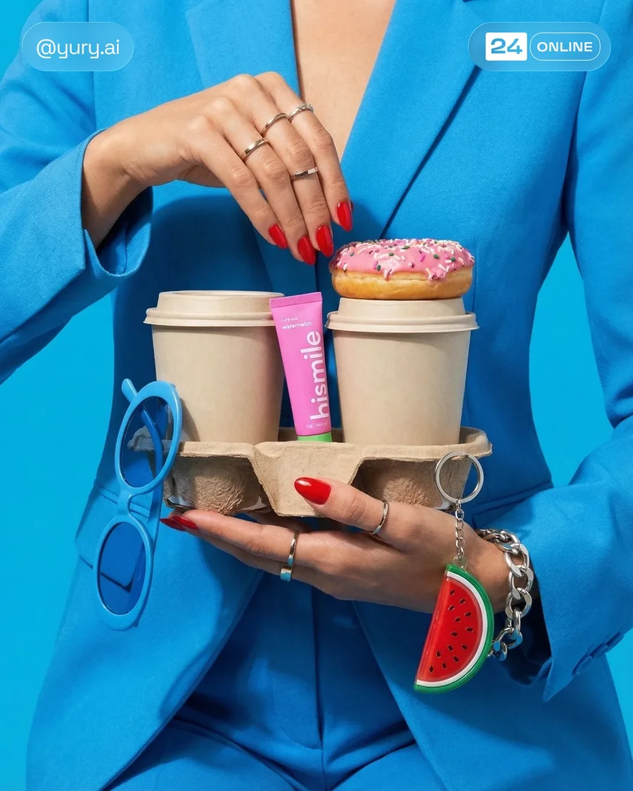 Bold hyper-real lip balm photography with vivid colors, watermelon styling, and… — AI-generated example 3 of 6