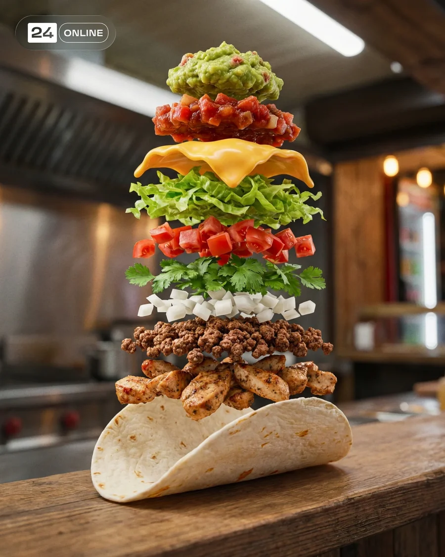 Cinematic ultra-realistic exploded dish photography with layered ingredients… — AI-generated example 2 of 3