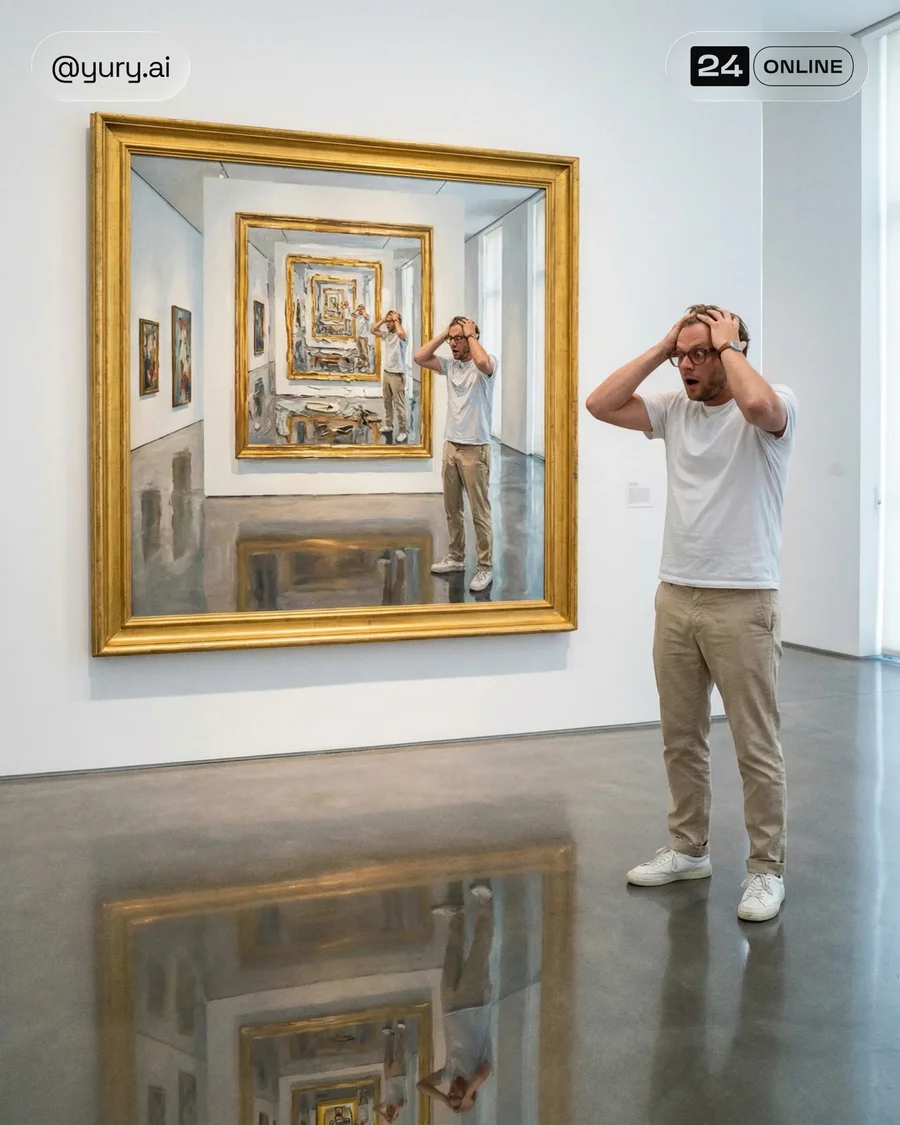 Playful streetwear portraits in a luxury museum with surreal impasto painting… — AI-generated example 4 of 4