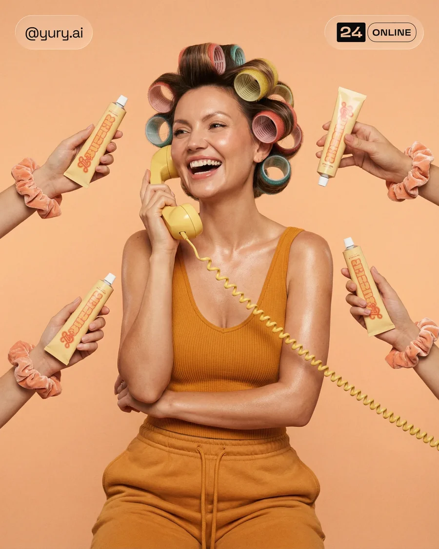 Playful summer skincare photography with dewy portraits, cream textures, and… — AI-generated example 5 of 6