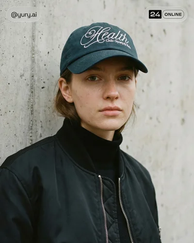 Minimal editorial portraits featuring black streetwear and a wearable accessory in muted tones.