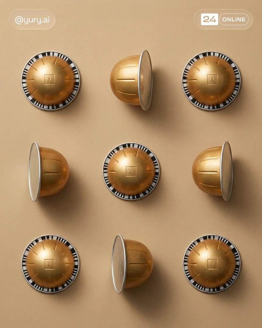 Premium coffee capsules and machine in clean studio and modern kitchen… — AI-generated example 5 of 5