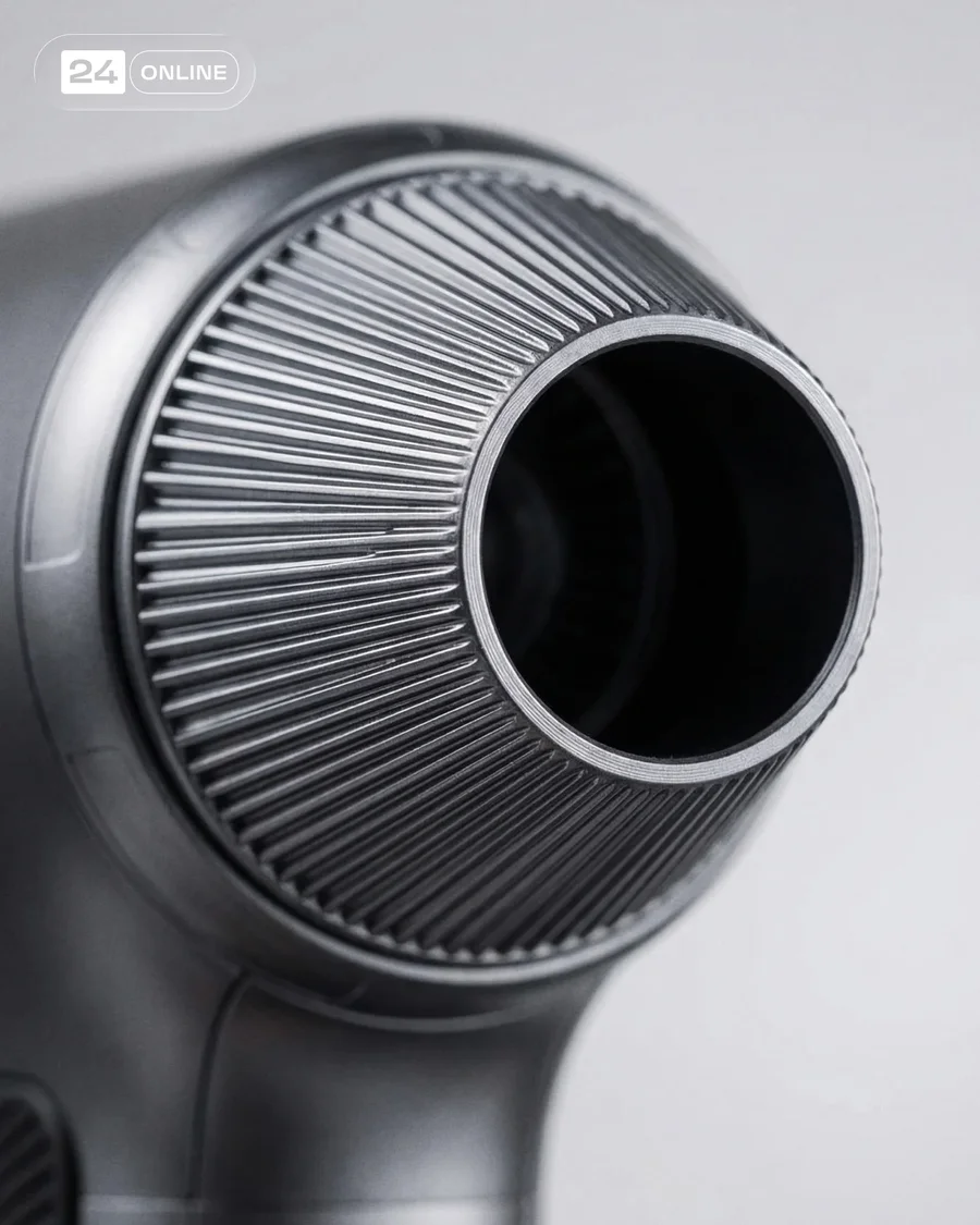 Industrial studio and macro photography of a handheld electric air blower tool. — AI-generated example 4 of 6