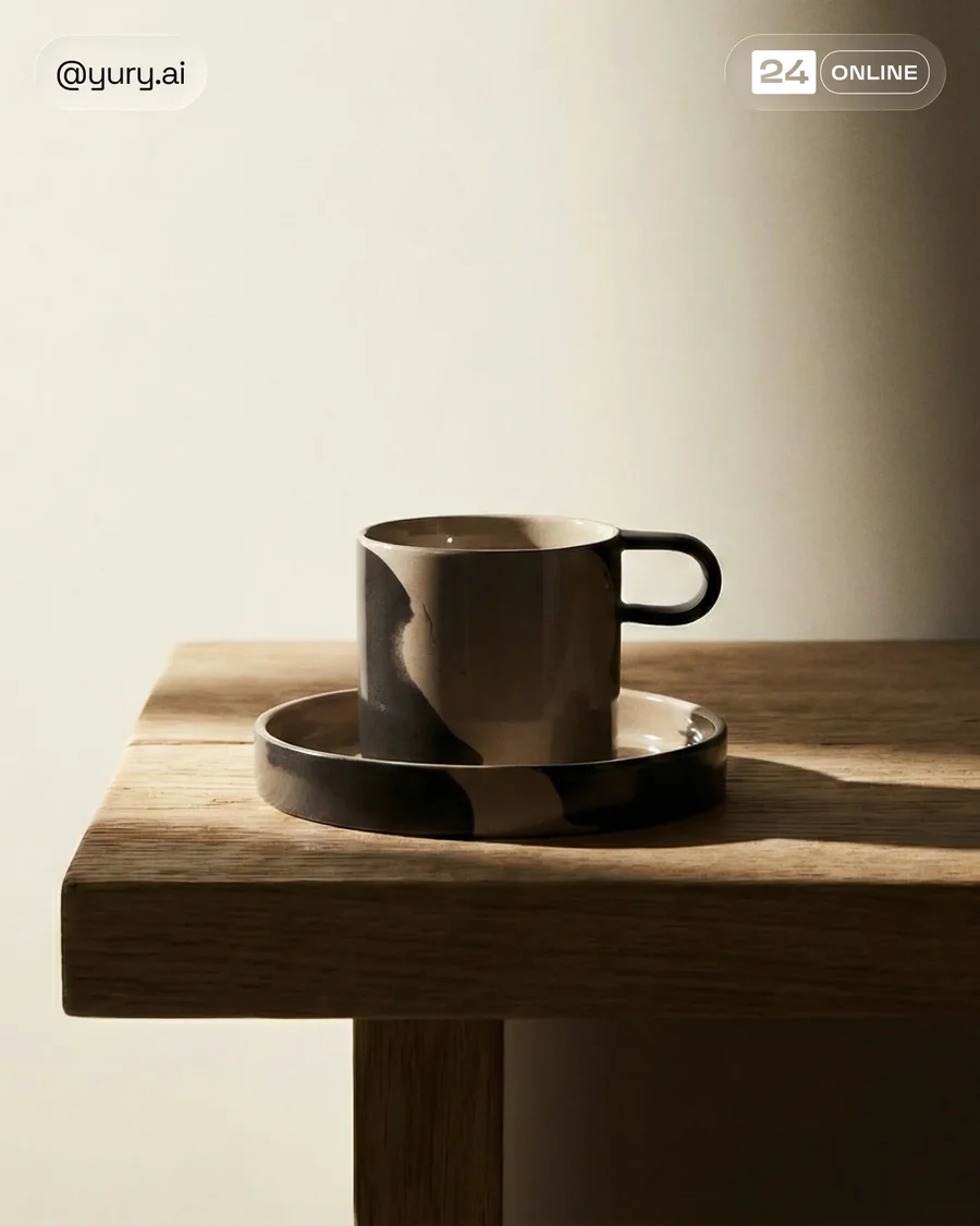 Minimal Japandi editorial ceramics, refined cups and tea ware in soft natural… — AI-generated example 5 of 5