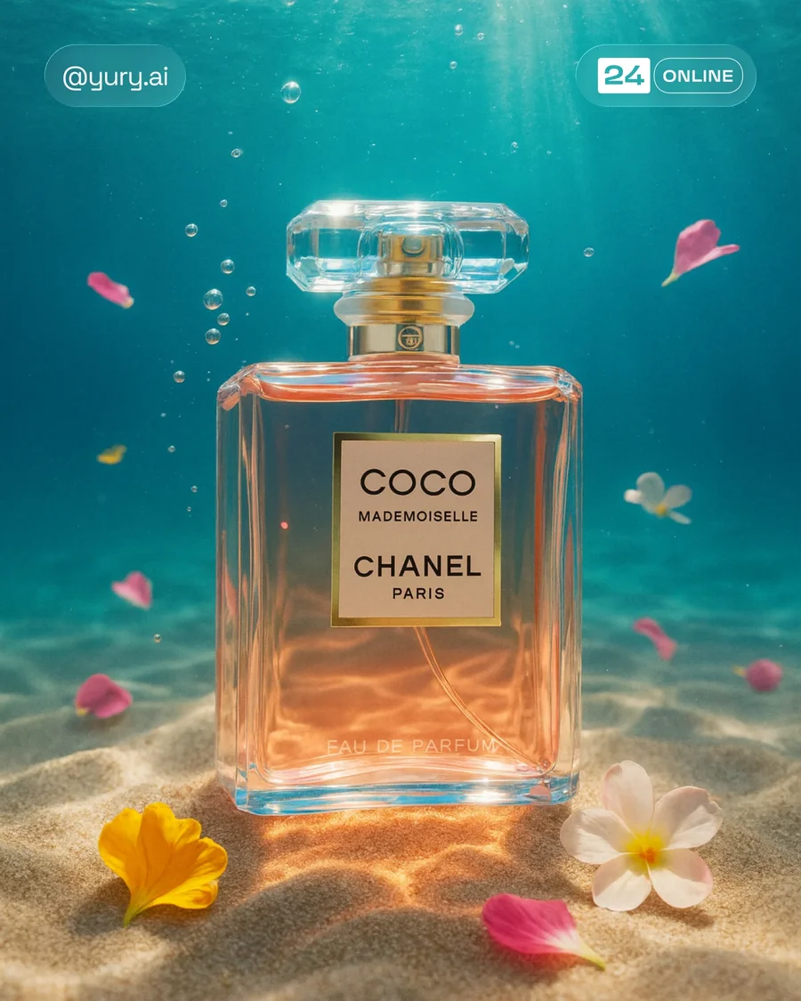 Luxury serum bottle photography in dreamy natural landscapes with cinematic… — AI-generated example 3 of 6