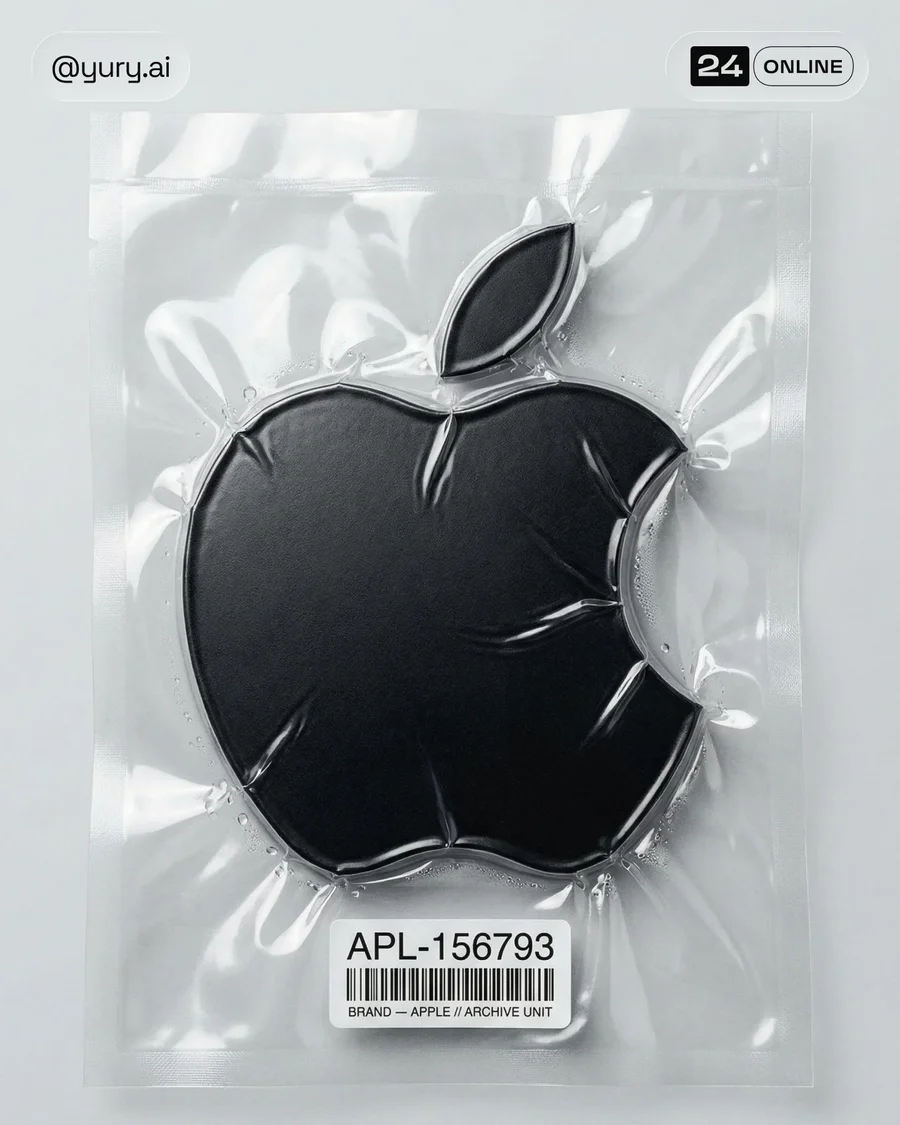 Hyperreal collectible product sealed in crinkled vacuum pouch with futuristic… — AI-generated example 2 of 4
