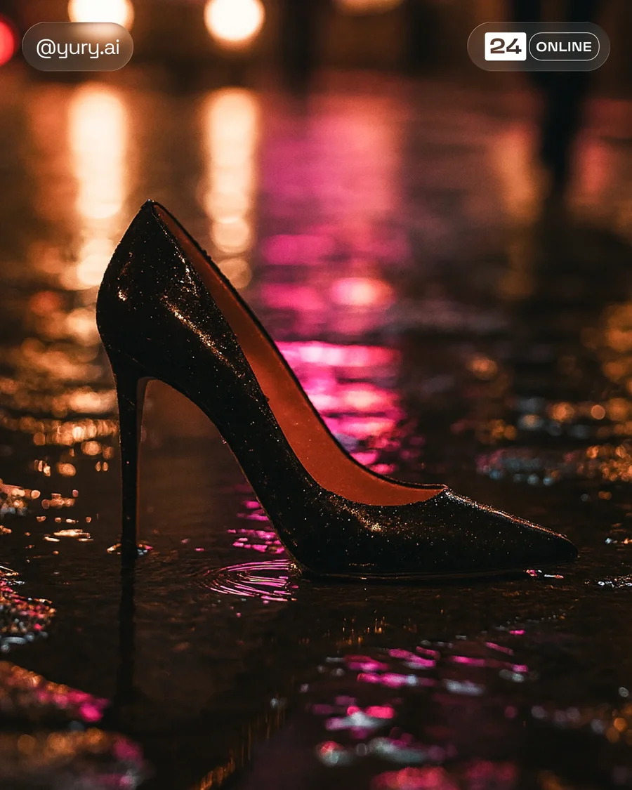 Luxury stiletto heels in cinematic editorial lighting with couture, moody… — AI-generated example 4 of 4