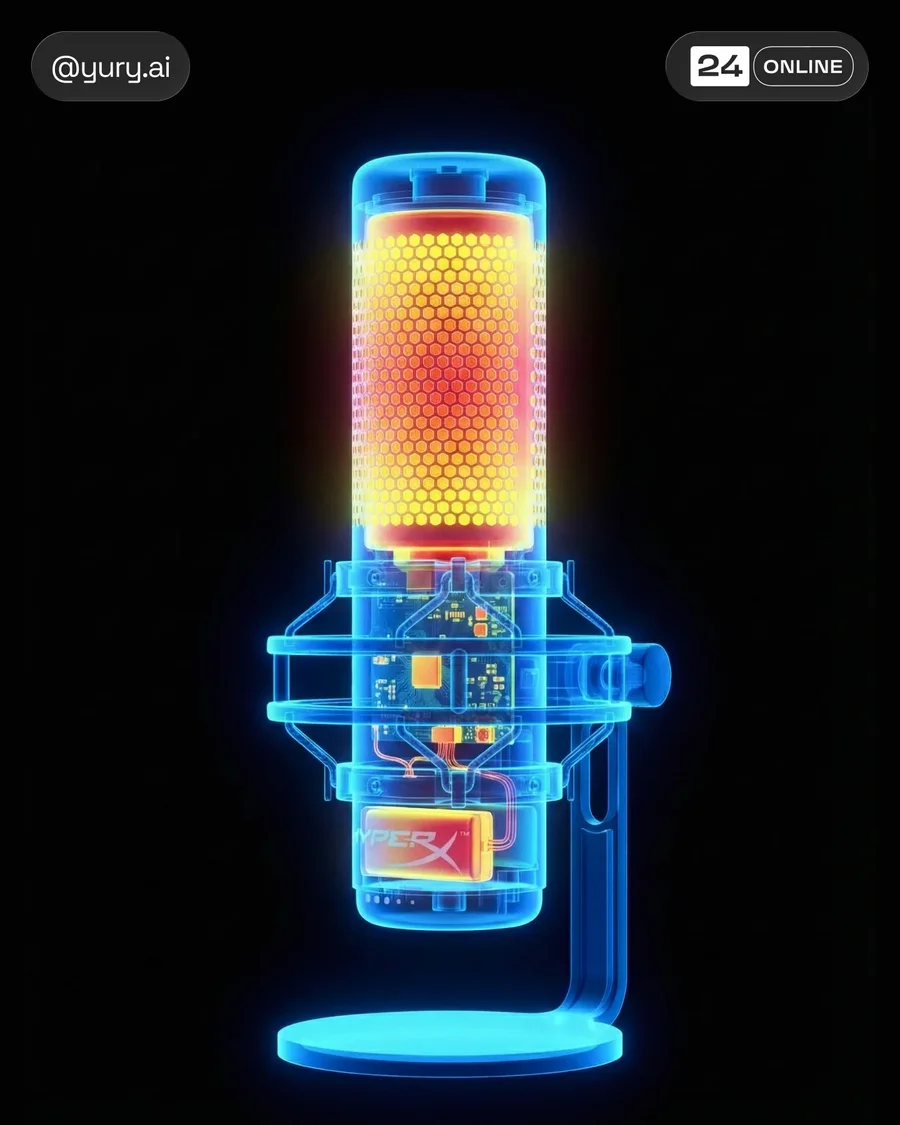 Futuristic thermal-imaging studio render of a compact electronic device with… — AI-generated example 2 of 3