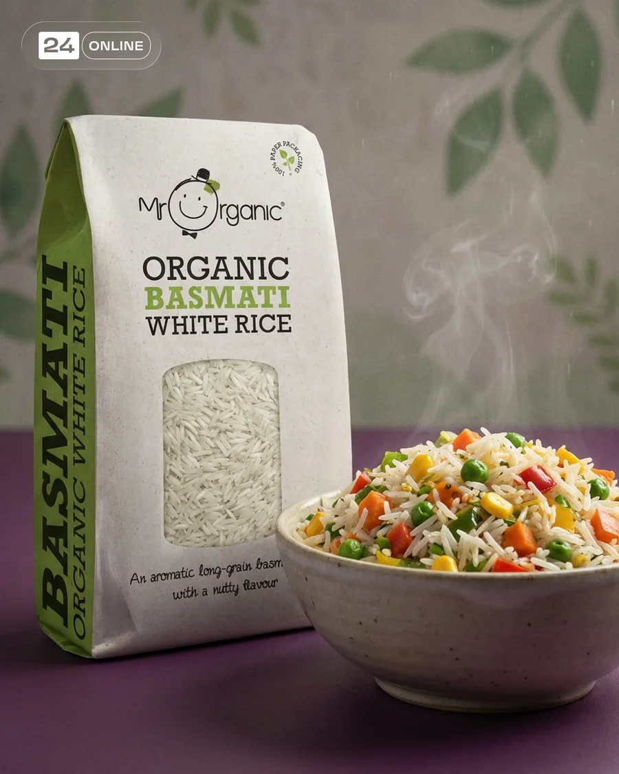 Hyper-realistic packaged food with matching backdrop, fresh ingredients, and… — AI-generated example 2 of 5