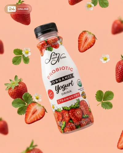 Premium beverage product photography with fresh ingredients, lifestyle hands, and farm-inspired storytelling.