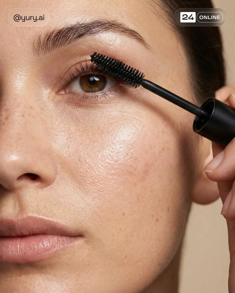 Minimal beige editorial mascara photography with luxury beauty campaign… — AI-generated example 4 of 5