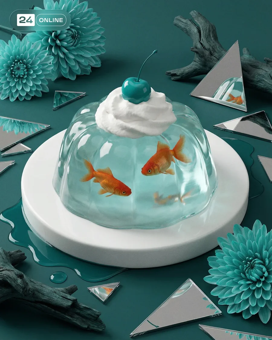 Moody surreal commercial still lifes with glossy drips, chrome props, and bold… — AI-generated example 5 of 6