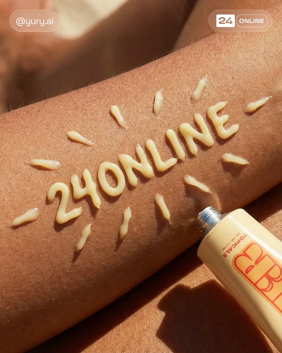 Playful summer skincare photography with dewy portraits, cream textures, and… — AI-generated example 2 of 6