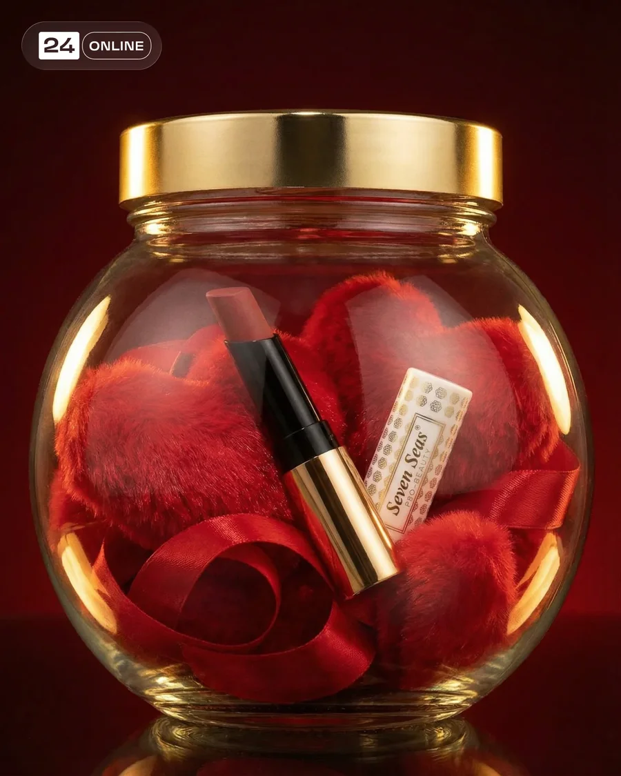 Romantic surreal product photography with hearts, envelopes, and glossy… — AI-generated example 2 of 5