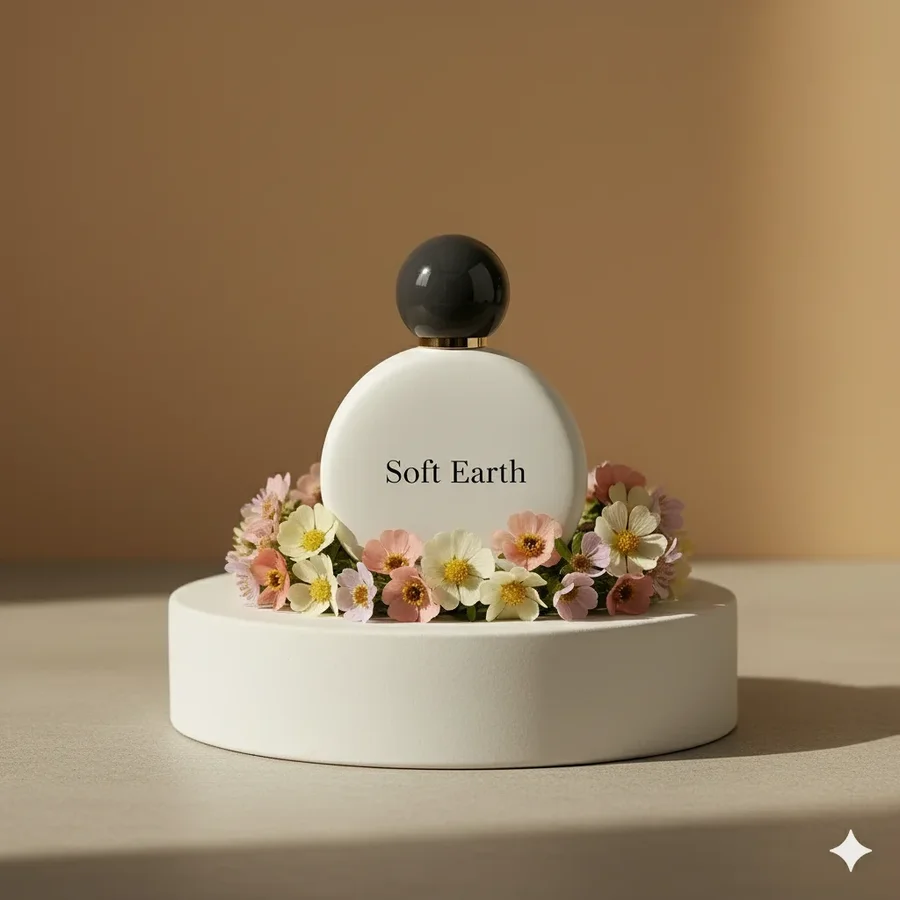 Minimalist high-end perfume photography with soft florals, airy light, and… — AI-generated example 4 of 5