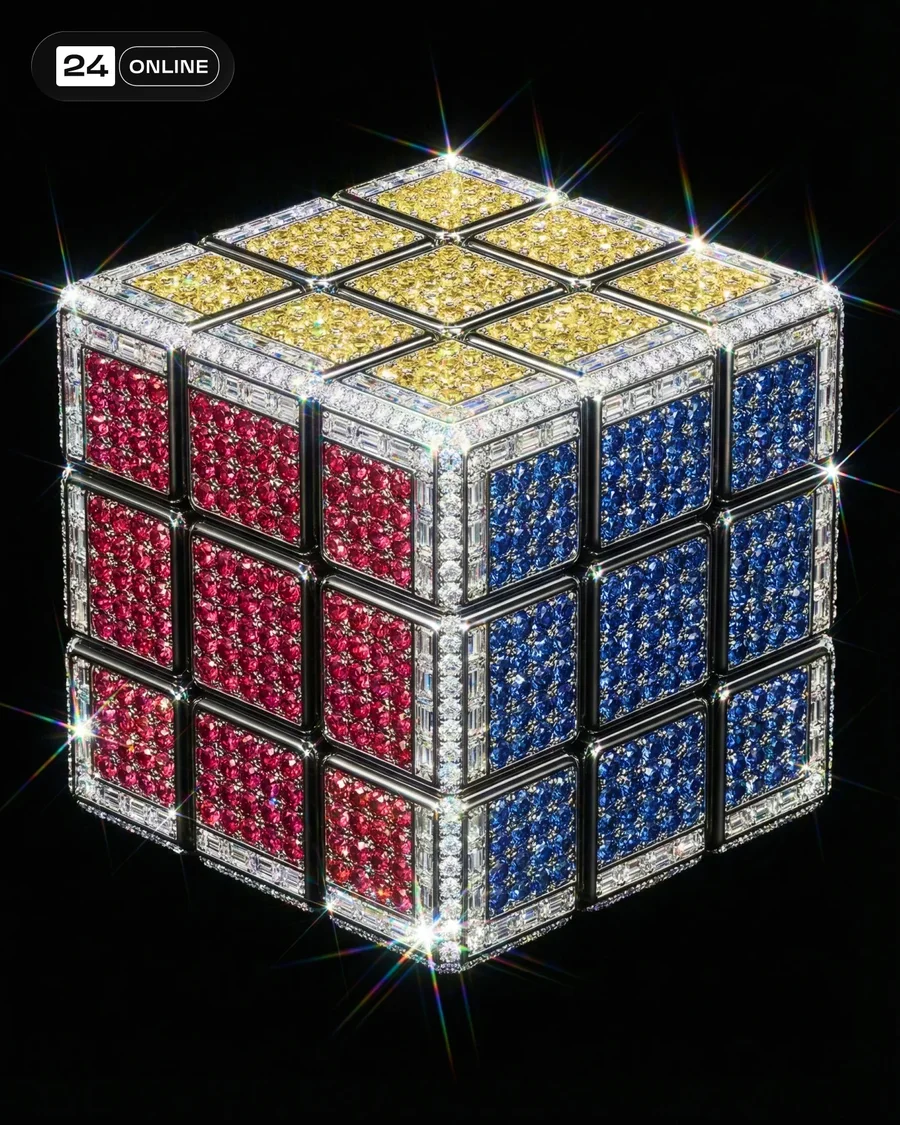 Rhinestone-covered accessory in luxury glam style on dark high-contrast studio… — AI-generated example 3 of 4