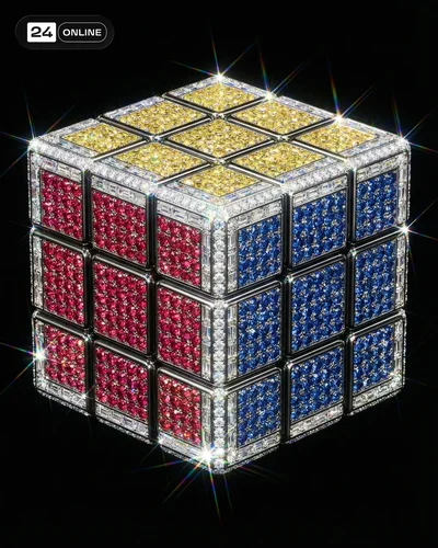 Rhinestone-covered accessory in luxury glam style on dark high-contrast studio background