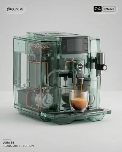 Transparent luxury turntable with exposed mechanics, circuitry, and refined editorial studio lighting.