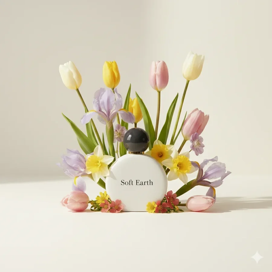 Minimalist high-end perfume photography with soft florals, airy light, and… — AI-generated example 2 of 5