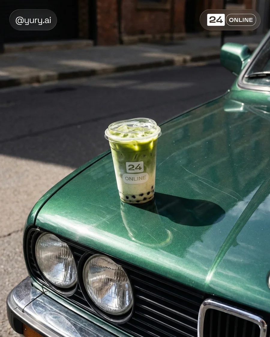 Editorial iced matcha latte photography with cinematic lighting, rich textures… — AI-generated example 4 of 4