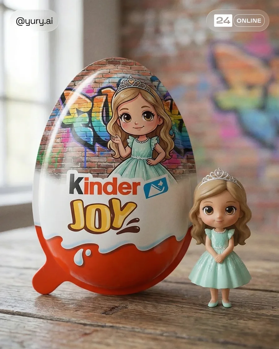 Hyper-realistic surprise egg packaging with matching chibi collectible figurine… — AI-generated example 3 of 4