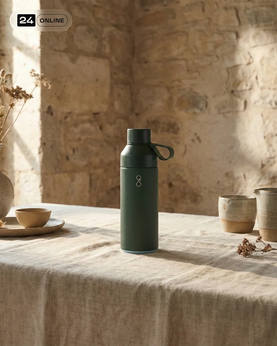 Minimalist luxury bottle photography with natural light, stone textures, and… — AI-generated example 4 of 4