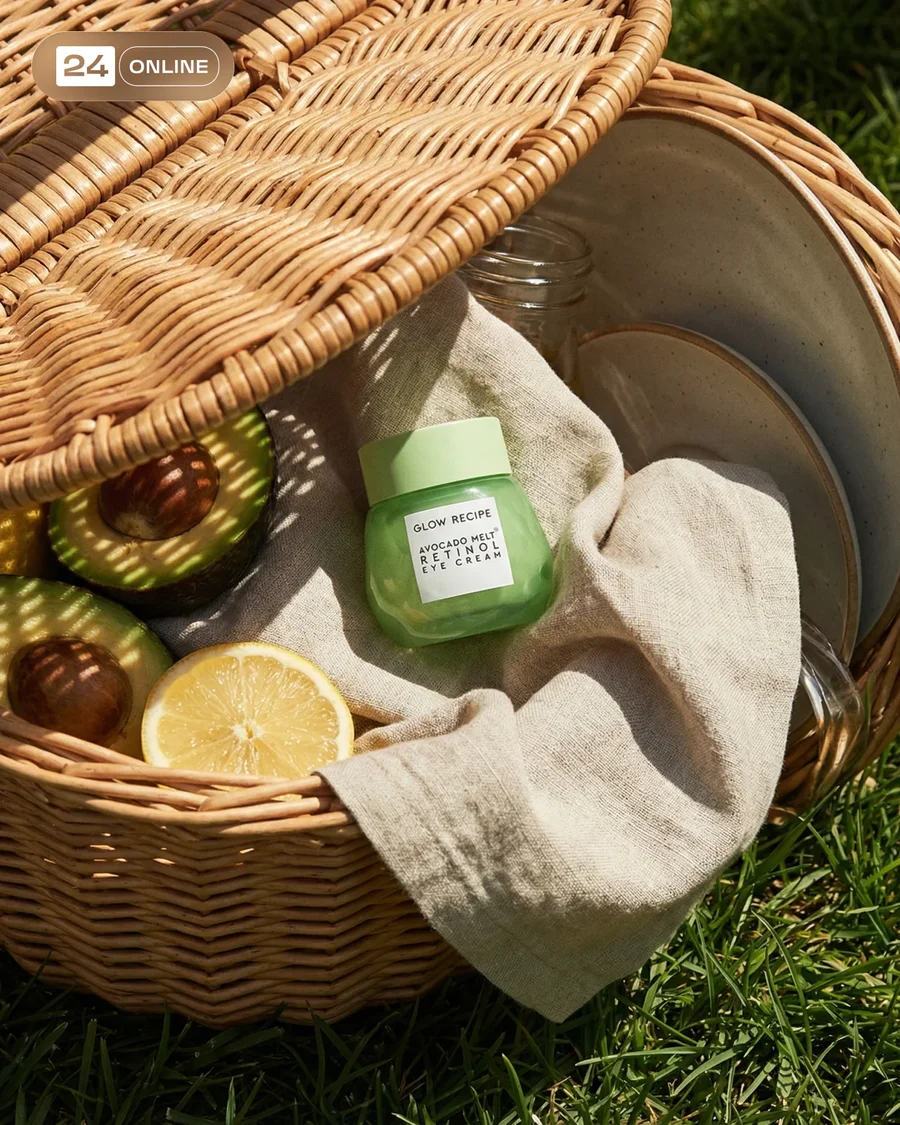 Sunlit editorial skincare campaign featuring avocado-themed outdoor lifestyle… — AI-generated example 3 of 6