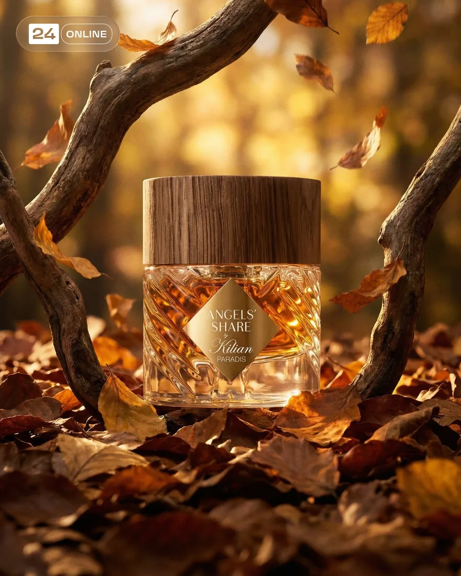 Luxurious woody perfume bottles in warm autumnal studio scenes with natural… — AI-generated example 4 of 4