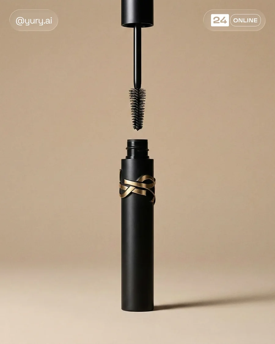 Minimal beige editorial mascara photography with luxury beauty campaign… — AI-generated example 3 of 5