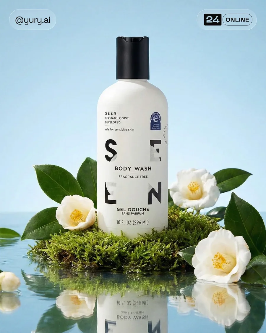 Fresh floral skincare product shots with dreamy natural lighting and premium… — AI-generated example 2 of 3
