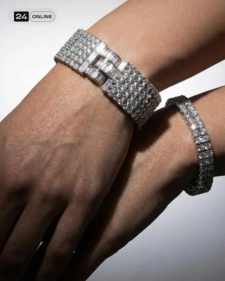 Dramatic high-contrast luxury jewelry portraits on female model with shadowed… — AI-generated example 4 of 7