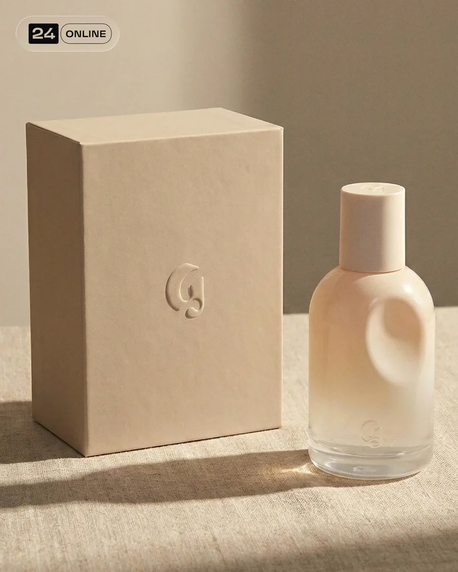 Quiet-luxury perfume editorial with warm light, frosted bottle, and minimalist… — AI-generated example 2 of 7