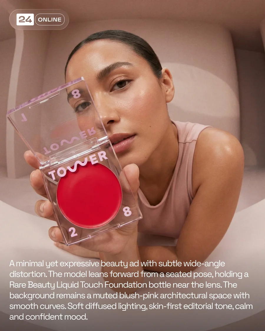 Luxury pink studio beauty editorial featuring blush and stick makeup products. — AI-generated example 3 of 5