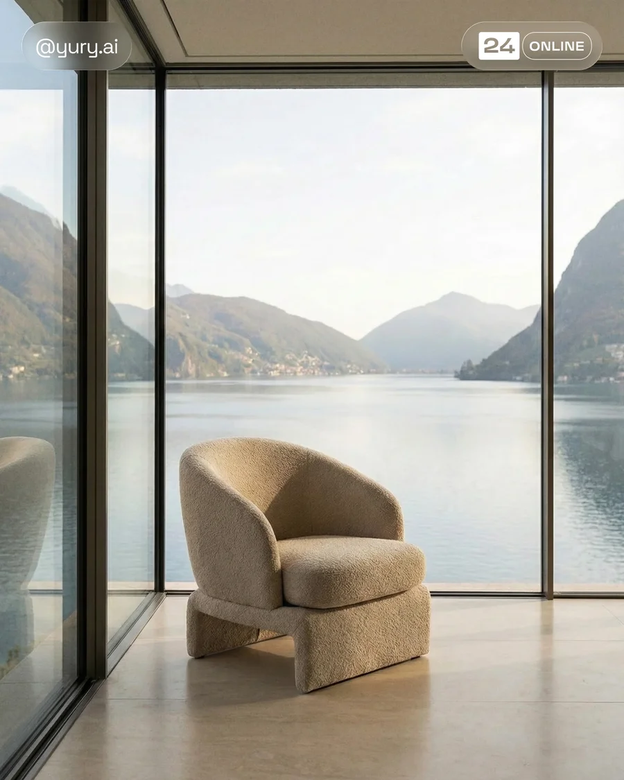 Editorial luxury lounge chair scenes in refined modern interiors with warm… — AI-generated example 4 of 4