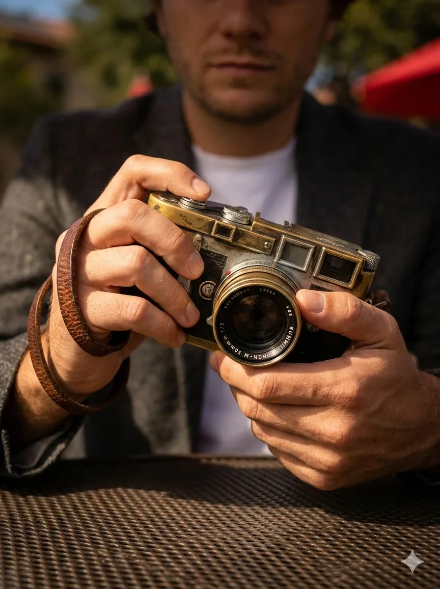 Cinematic male lifestyle portraits with textured apparel and cozy… — AI-generated example 3 of 5