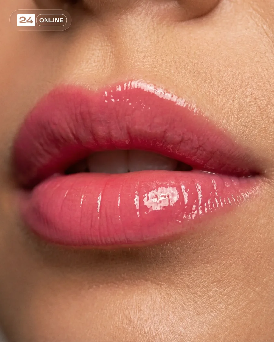 Hyper-realistic editorial lip gloss beauty shots with warm neutral studio… — AI-generated example 5 of 5