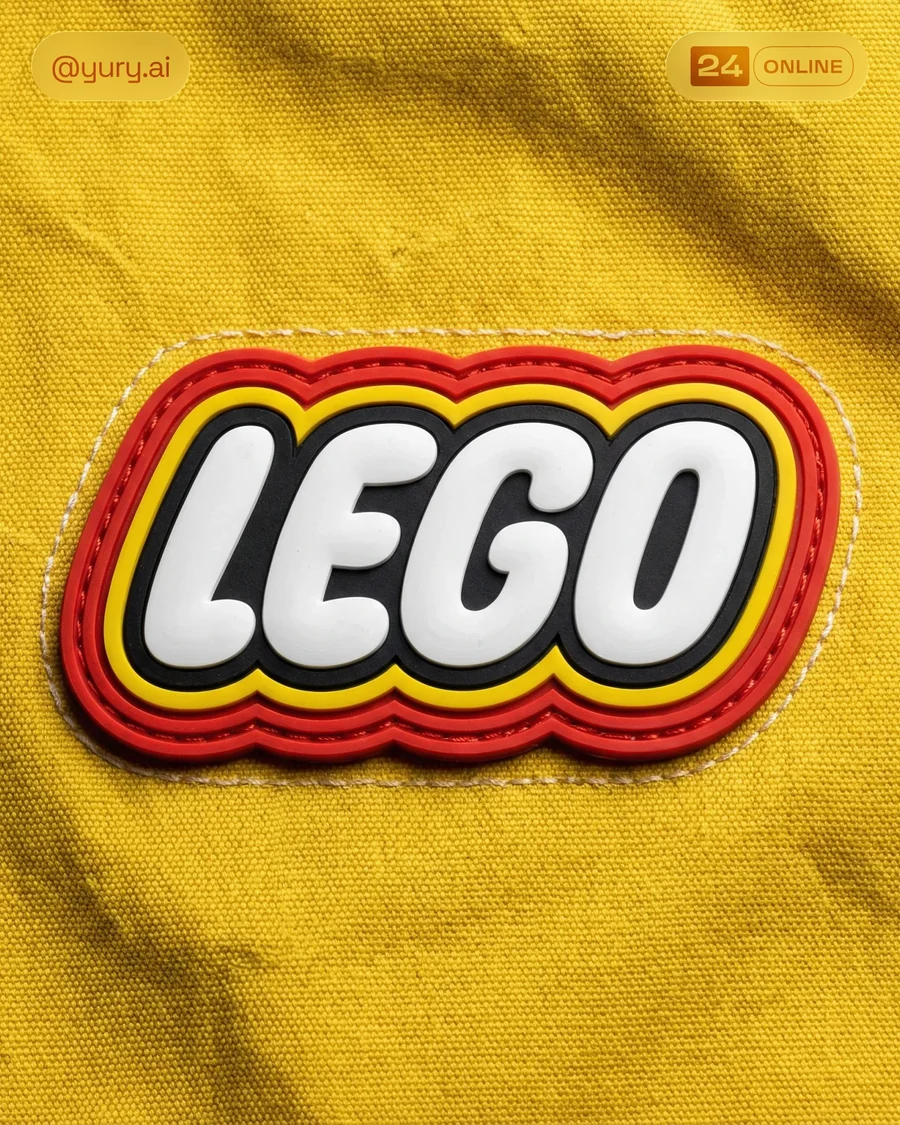 Hyper-realistic 3D PVC logo patch sewn on textured fabric in studio lighting — AI-generated example 2 of 4