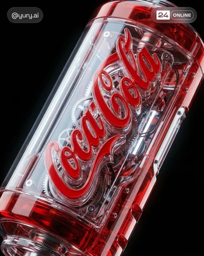 Futuristic transparent logo device with neon circuitry, gears, and premium industrial studio lighting