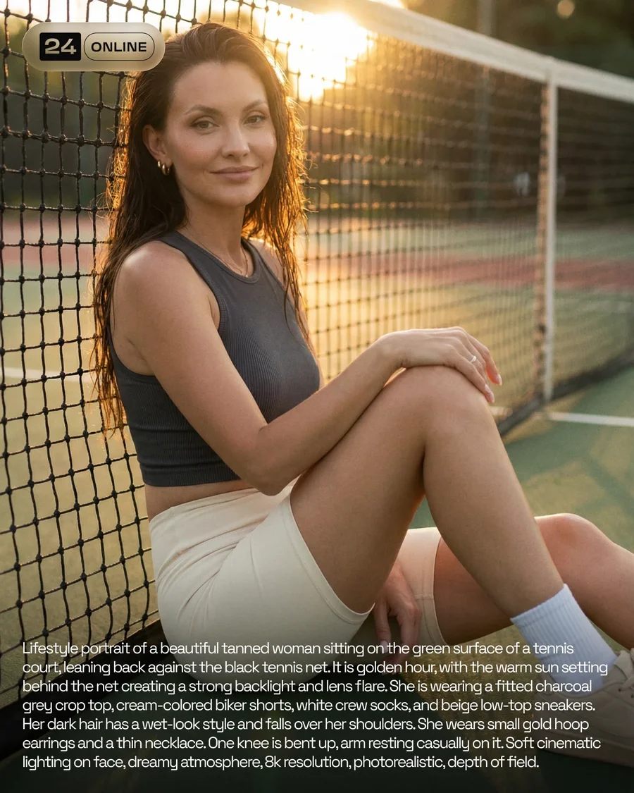 Cinematic female athleticwear portraits in sporty environments with dramatic… — AI-generated example 2 of 5